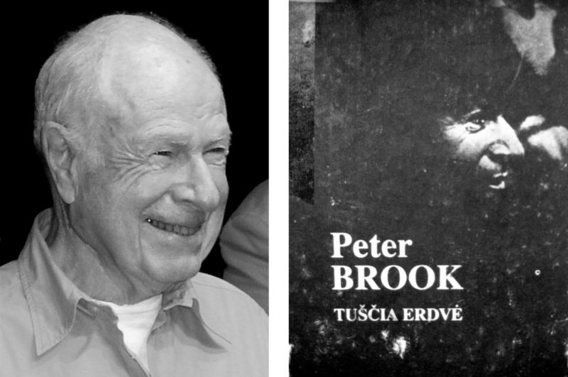 Peteris Brookas (1925-2022) ir 1992 m. lietuvių kalba išleista jo knyga „Tuščia erdvė“ (The Empty Space, 1968). MF fotokoliažas