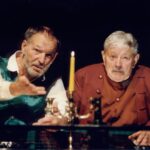 Scena iš spektaklio „Susitikimas“, režisierius Raimundas Banionis (2002). Regimantas Adomaitis – Georgas Friedrichas Händelis, Donatas Banionis – Johanas Sebastianas Bachas. Nuotrauka iš Lietuvos nacionalinio dramos teatro archyvo