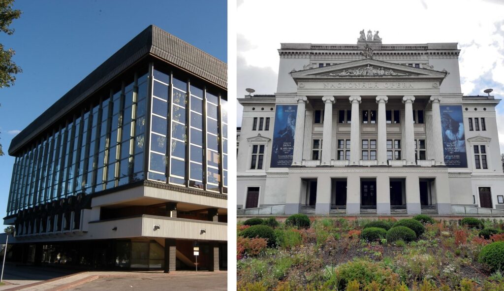 Lietuvos nacionalinis operos ir baleto teatras, Latvijos nacionalinė opera ir baletas. MF fotomontažas iš Michailo Raškovskio ir Rimos Jūraitės nuotraukų