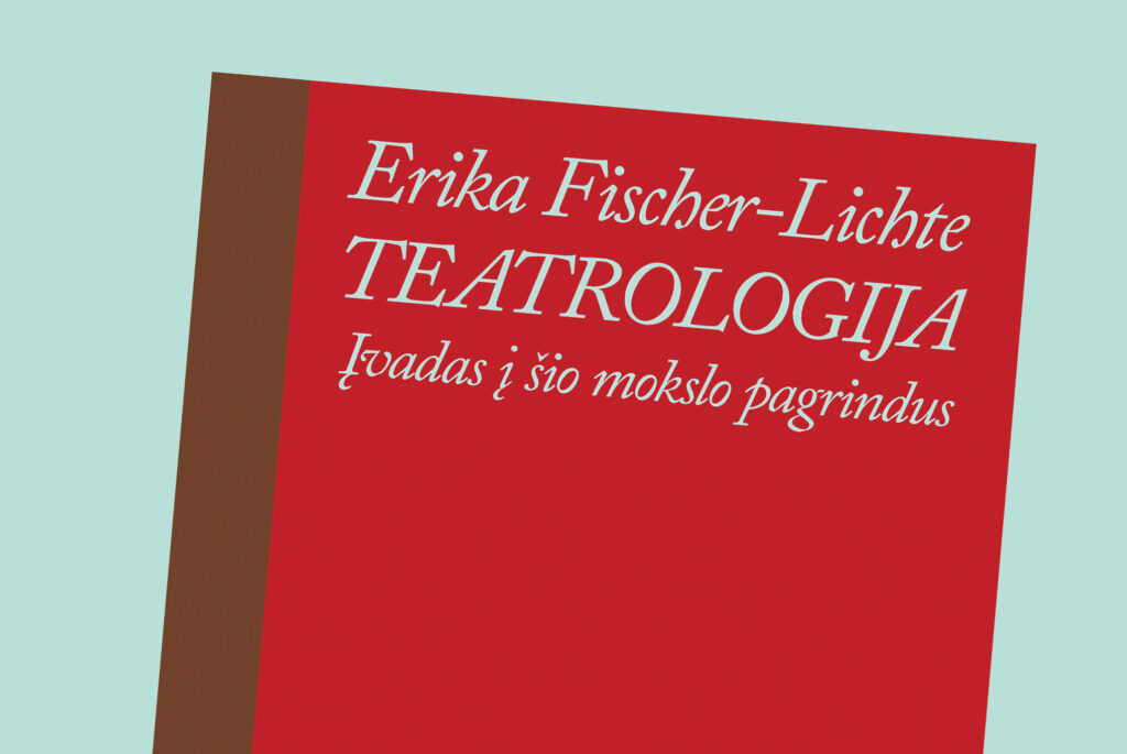 Erikos Fischer-Lichte knygos „Teatrologija. Įvadas į šio mokslo pagrindus“ viršelio fragmentas, dizaineris Vilmantas Žumbys. Iliustracija iš SMKA archyvo