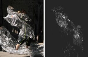 Akimirkos iš šokio spektaklio „Glow“, choreografė Indrė Puišytė-Šidlauskienė, šokėja ir bendraautorė Ugnė Kavaliauskaitė. MF fotomontažas iš Ilmės Vyšniauskaitės nuotraukų